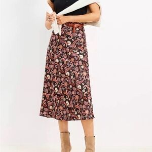 LOFT Paisley Midi Skirt